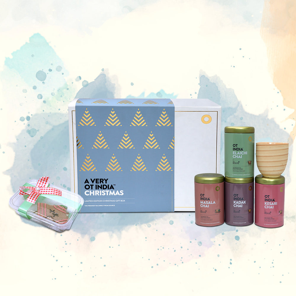 OT INDIA Festive Box includes Elaichi, Masala, Kadak, Kesari chai in Tins Assorted Gift Box