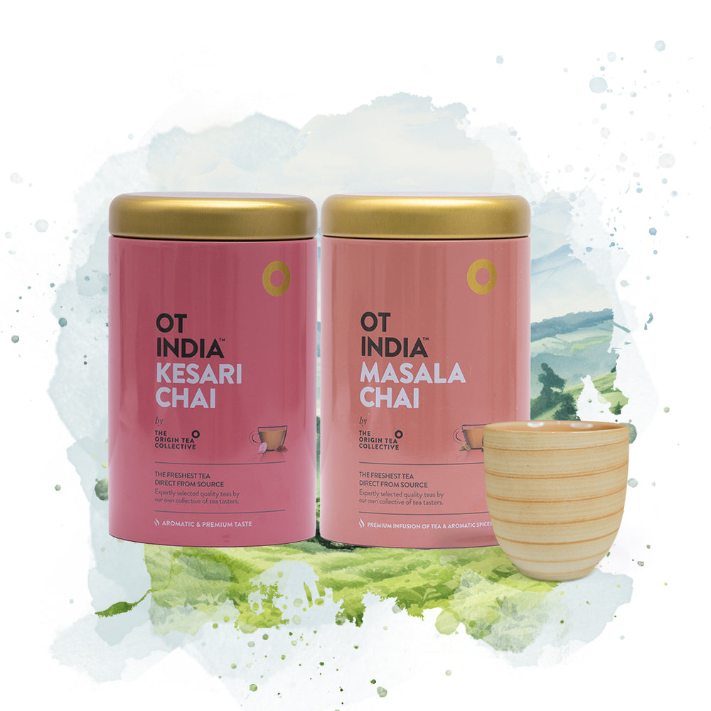 Combo: Kesari Chai Tin, Masala Chai Tin & Kulhad